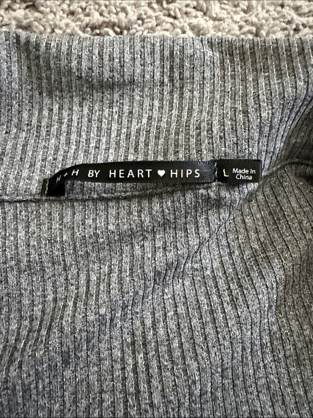 Heart Hips Grey Ribbed Button-Up Cardigan - Picture 2 of 2